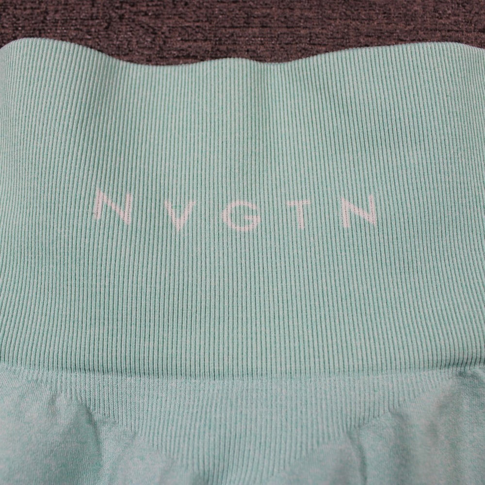 NVGTN Womens Mint Green Seamless High Waisted Biker Shorts Size L Gym Workout - Picture 7 of 9